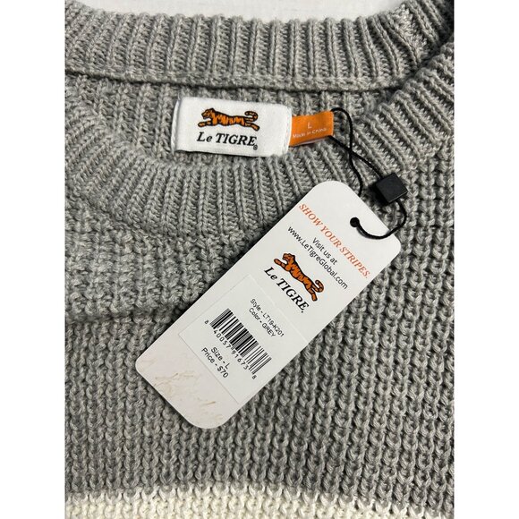 Le Tigre Mens Colorblock Sweater Embroidered Logo Crewneck Knit Sizes Small - XL - Picture 7 of 13